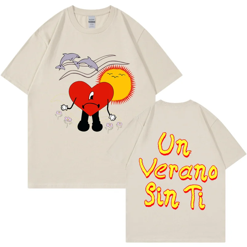 Singer Bad Bunny UN VERANO SIN TI Music Album Print Graphics Men T Shirt Hip Hop Women T Shirts Oversized Streetwear Tops Tees