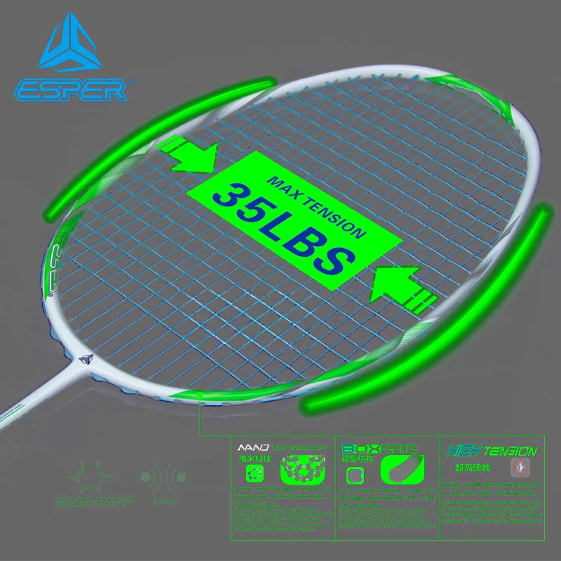 Фото Ракетка для бадминтона Speed Explorer ESPER X-RACE 38S, сверхлегкая, 4U, 84 г, пустая ракетка для бадминтона G5 начального уровня из углеродного волокна №2