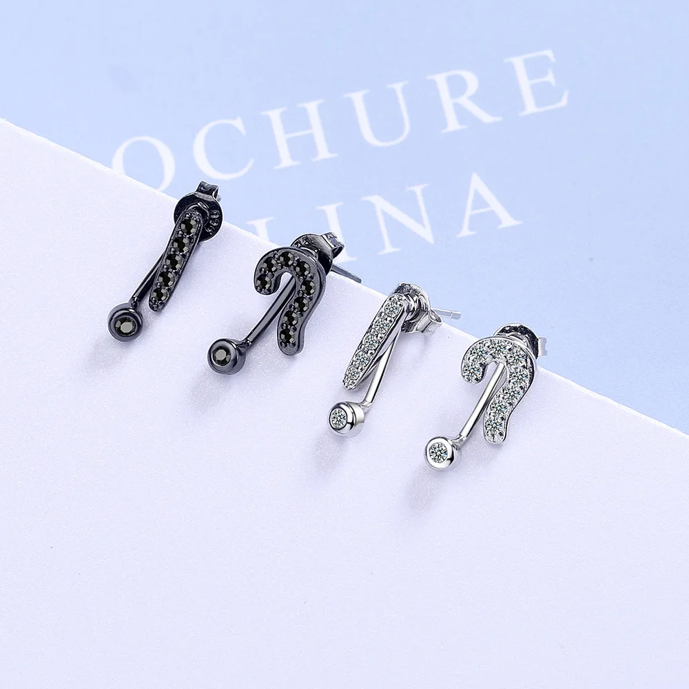 

Серьги-гвоздики в стиле хип-хоп черные с ассиметричным тиснением, с креативным символом, вопросом, Серьги Для Пирсинга Ушей для женщин, аксессуары