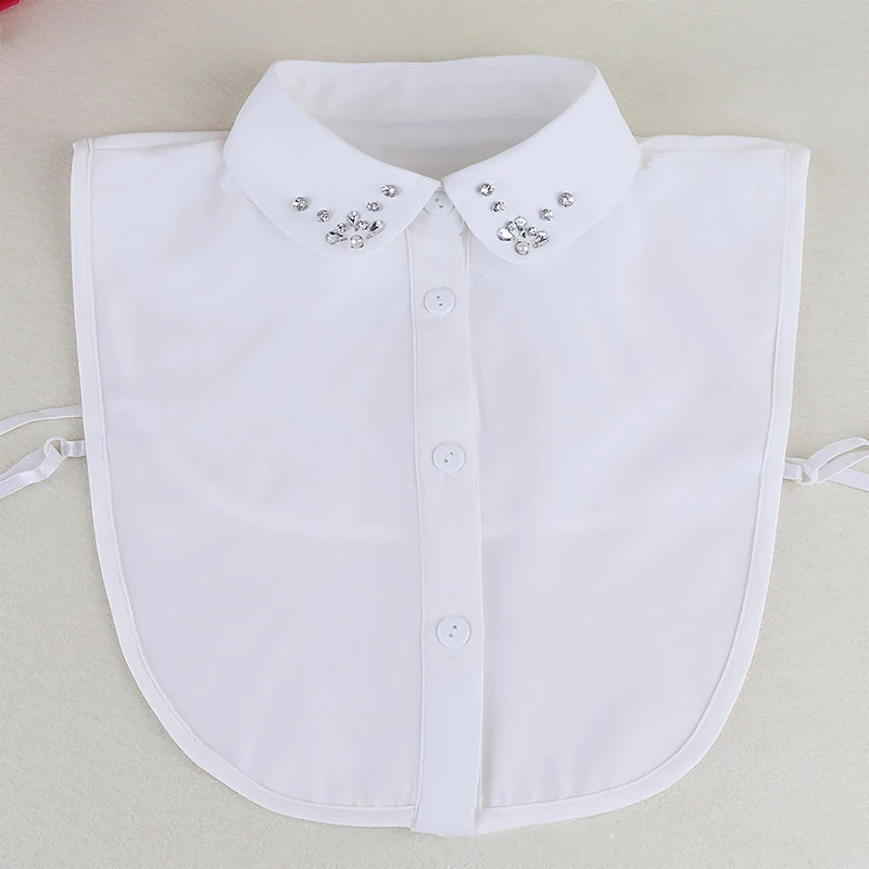 

Sitonjwly Women's Chiffon Fake Collar Solid White Black Shirt False Collar Ladies Lapel Shirt Blouse Top Detachable Collar