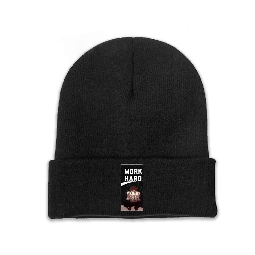 

Baki Hanma Yujiro Manga Skullies Beanies Caps Work Hard Knitted Winter Warm Bonnet Hats Unisex Ski Cap
