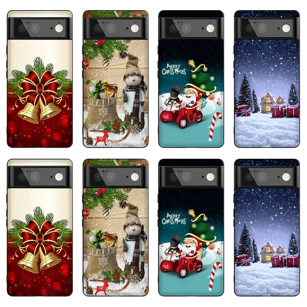 

Cute Snowman Phone Case for Google Pixel 7 Pro 6a 6 6Pro 2 3 3a 4 4a 5 5a 5G XL Soft TPU Bumper Christmas Santa Claus Fundas