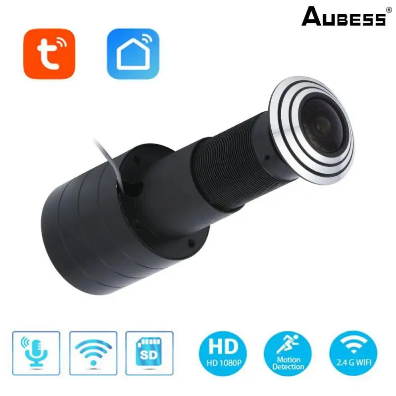 

Tuya 1080P Mini Wifi Door Eye Hole IP Security Camera Wide Angle FishEye Lens 1.66mm Peephole CCTV Network Audio Horn P2P Onvif