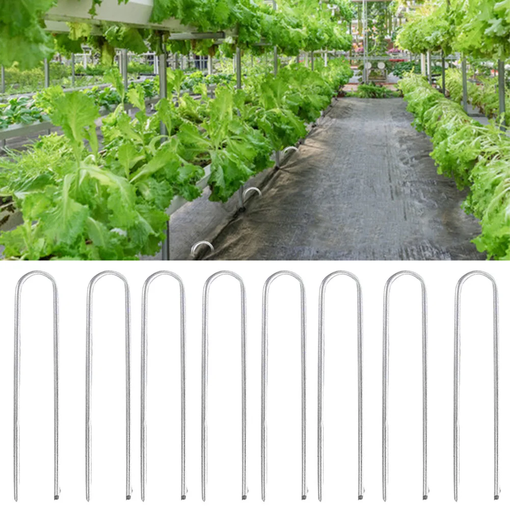 

20pcs/pack Ground Anchor Pegs Long Outdoor Camping Heavy Duty Fixed Trampoline Stakes Windproof Tent Accessory U Shaped Canopies