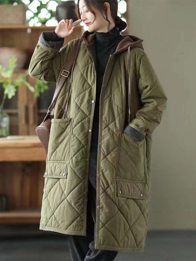 

Пальто женское зимнее 2022, одежда, куртка средней длины, свободная утепленная куртка-бомбер с капюшоном в стиле Харадзюку, модные женские топы 2022