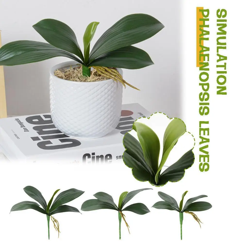 

Simulation Phalaenopsis Leaves Soft Glue Artificial Home Flowers Plastic Festival Orchid Grass Decoration Leaves Plants Wed E8V0