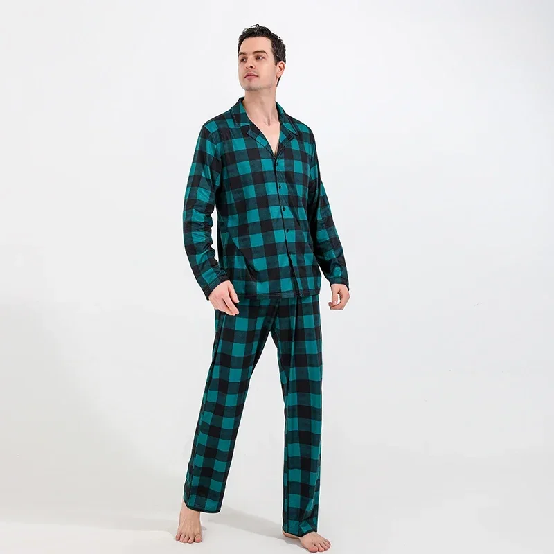 2024 Рождественский семейный образ клетчатая рубашка с длинными рукавами и