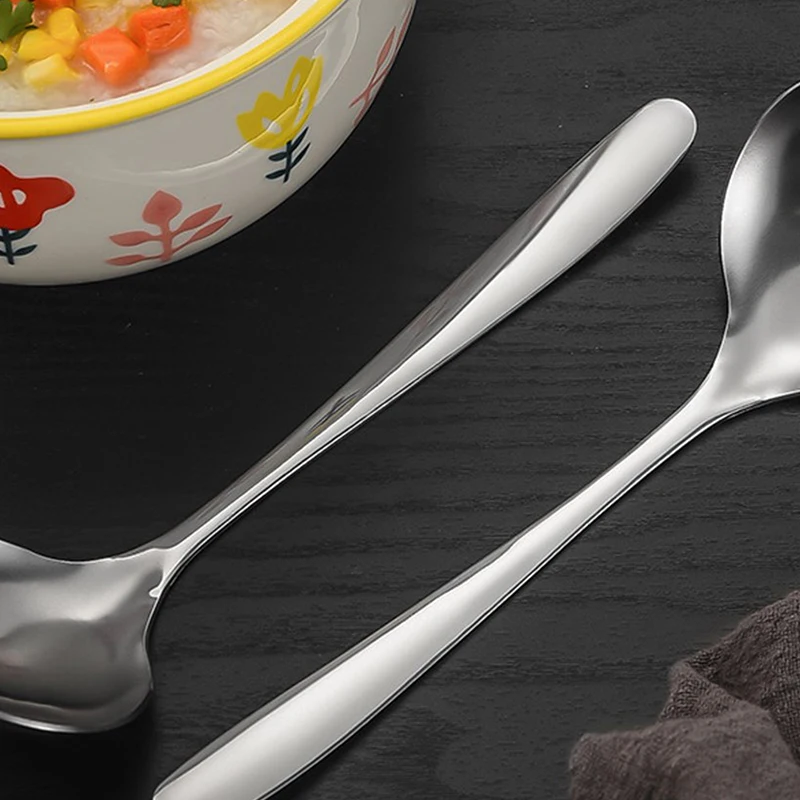 Ложка Из Нержавеющей Стали С Длинной Ручкой Кухонная Утварь Для Супа И Рамэн