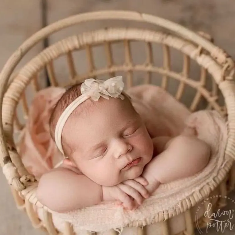 Newborn Photography Props Full Moon Memorial Basket Baby Photo Studio Creative Auxiliary Aids Woven Basket Baby Shoot Background