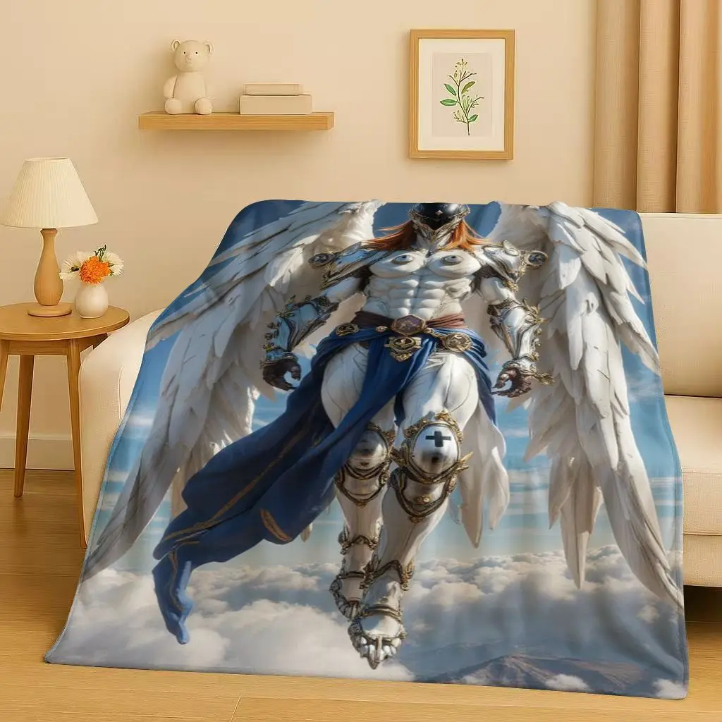 Фланелевое одеяло с 3D мультфильмом Digimon Adventure Angemon, мягкое теплое плюшевое покрывало для дома, спальни, кровати, дивана, пикника, офиса, детей (art.: 3920d2dd39d63) - 3920d2dd39d63