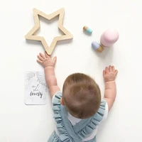 ins nordic wooden moon star wall stickers childrens room wall decoration baby photo birthday dress up props home decoration