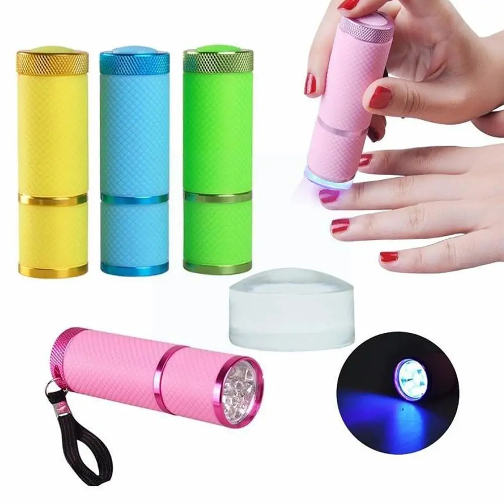 Handheld Nail Art Uv Press Light Uv Lamp With Jelly Silicone Nail Art Stamper For Nail Dryer Gel Polish Quick Dry Lamp E4q2