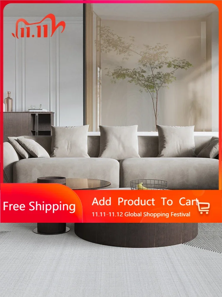 

Light Luxury Custom Matte Rock Board Round Coffee Desk Low Table Combination Home Minimalist Designer New Sofa Side Table