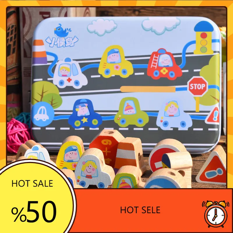 

Деревянные игрушки Monterssori для малышей, «сделай сам», мультяшное животное, фрукты, вязанная нить, деревянные бусины, игрушка, развивающая игрушка для детей, детские подарки