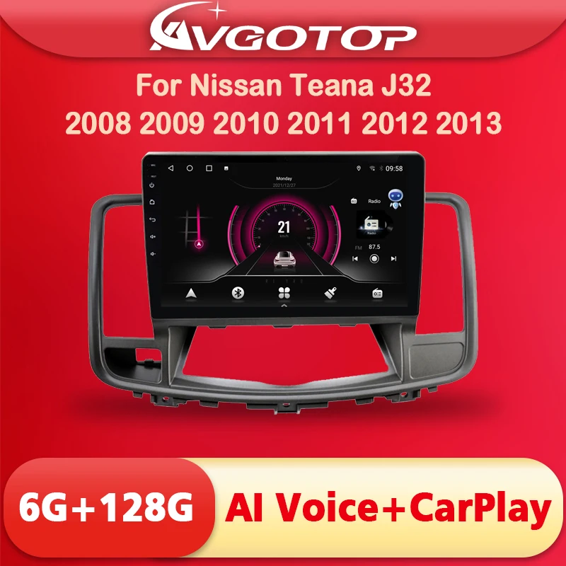 

AVGOTOP Android 11 Car Multimedia For Nissan Teana J32 2008 2010 2011 - 2013 AI VOICE Carplay Navigation Stero GPS Auto Radio