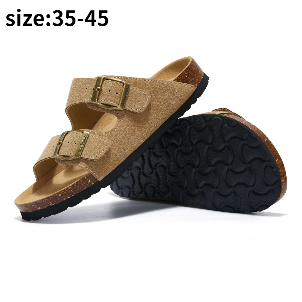 Women Men Slippers Luxury Indoor Bottom Non Slip Cork Slippers  Women's Beach Outdoor Home Flip Flops Sandals