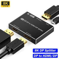 8k displayport 1 4 splitter dp to dphdmi dual port video splitter support mst sst hdr 8k30hz 4k120hz for pc video and audio