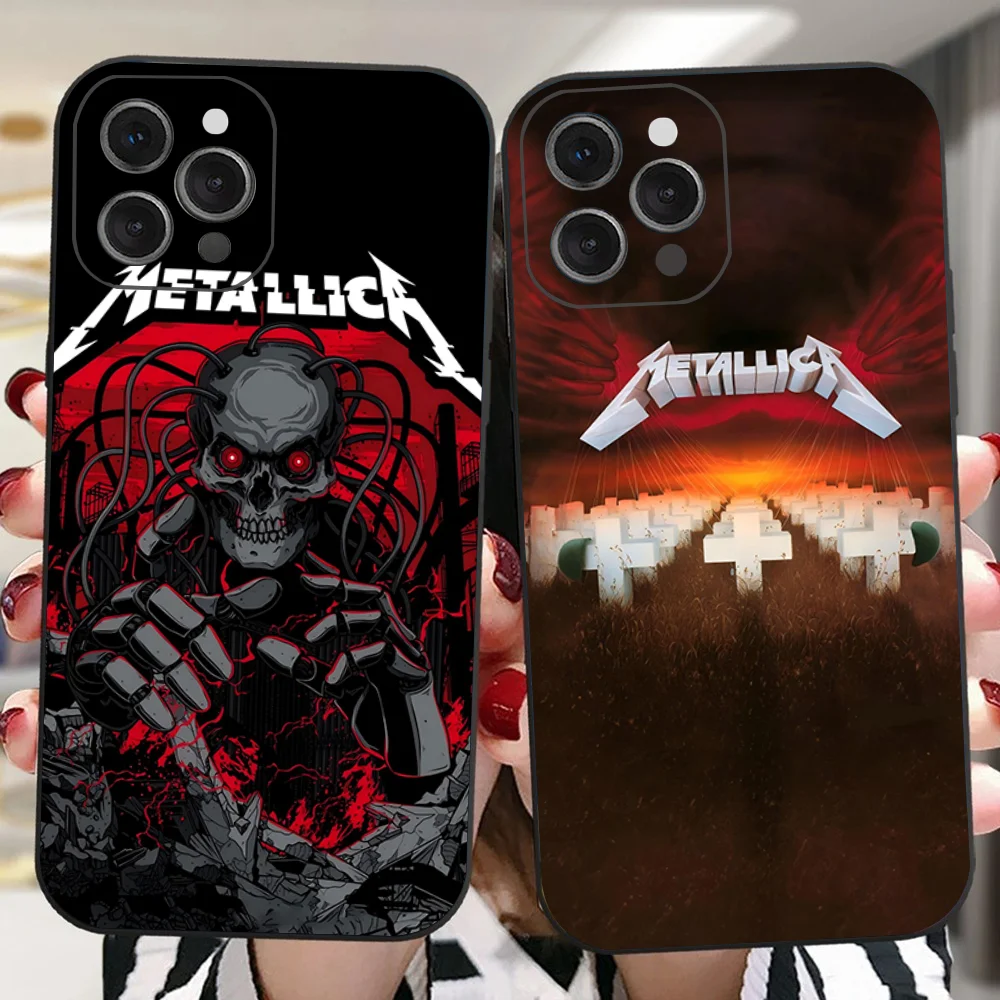 Чехол для телефона M-Metallica Band IPhone 16 15 14 13 Pro Max 11 12 Mini X Xs XR Se 2022 черный силиконовый