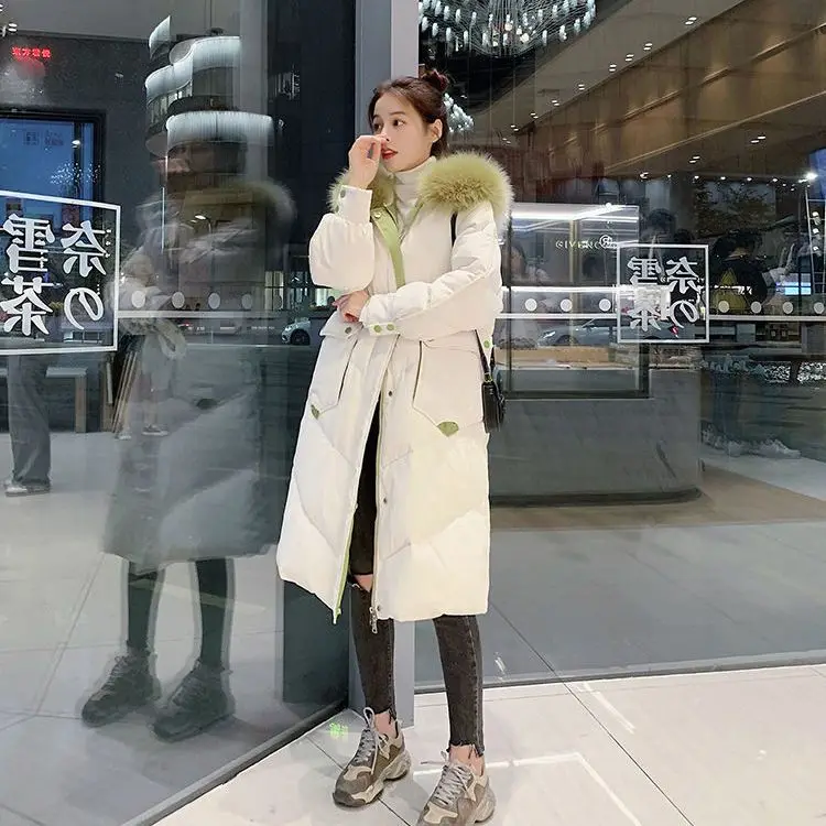 Winter Jacket 2023 New Women Parka Clothes Long Coat Wool Hooded Jacket Fur Collar Thick Warm Snow Wear Padded Parka S66