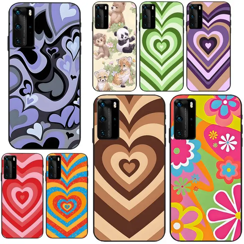 Latte Love Brown Heart Aesthetic Phone Case Black Soft For Huawei P30 P20 Pro P40 Mate 20 Lite P Smart Z Y5 Y6 Y7 2019 Quality