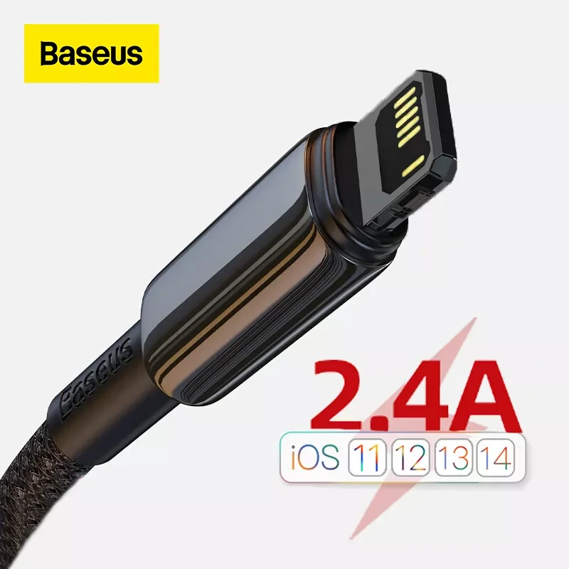 

USB-кабель Baseus 2,4 А для iPhone 12 11 Pro Max XR Xs X, кабель для быстрой зарядки для iPhone 11, зарядное устройство USB для подсветки, кабель передачи данных