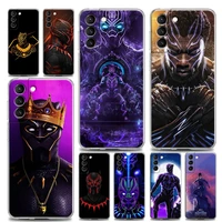clear phone case for samsung s9 s10e plus s20 s21 plus ultra fe 5g m51 m31 s m21 case soft silicone coverblack panther marvel