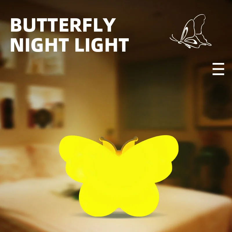 

LED Small Butterfly Shape Night Light Children's Bedroom Bedside Lamp Novelty Light Control Induction Wall Lamp