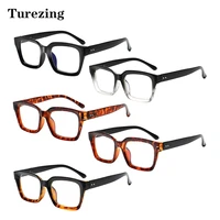 turezing 5 pack reading glasses spring hinge men women with square frame decorative eyeglasses hd prescription reader eyewear