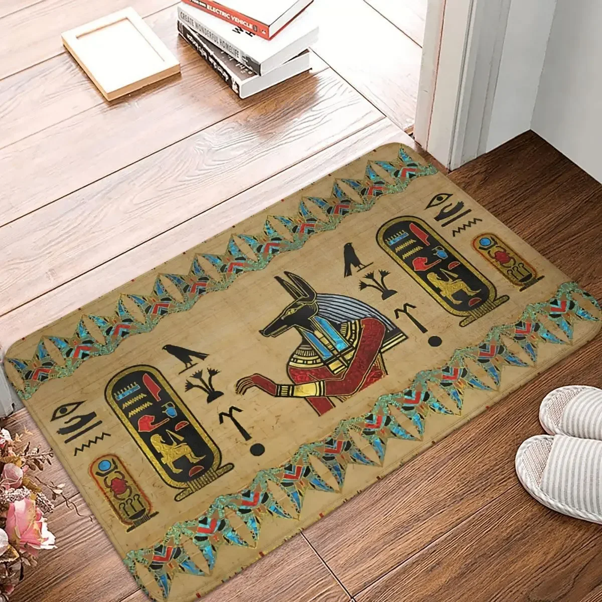 

Антискользящий коврик, дверной коврик, коврик для ванной, украшение из египетского Анубиса на папирусе, декоративный ковер для прихожей и спальни