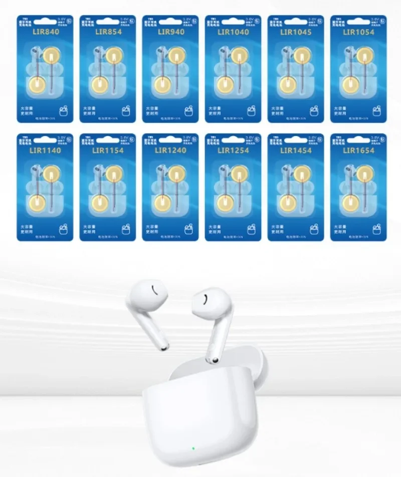 Фото 3,6 В, 18 мАч, LIR840, кнопочная батарея в стальном корпусе, аккумулятор для TWS Bluetooth-гарнитуры, аккумулятор для TWS Bluetooth-наушников, мини-беспроводная гарнитура №4