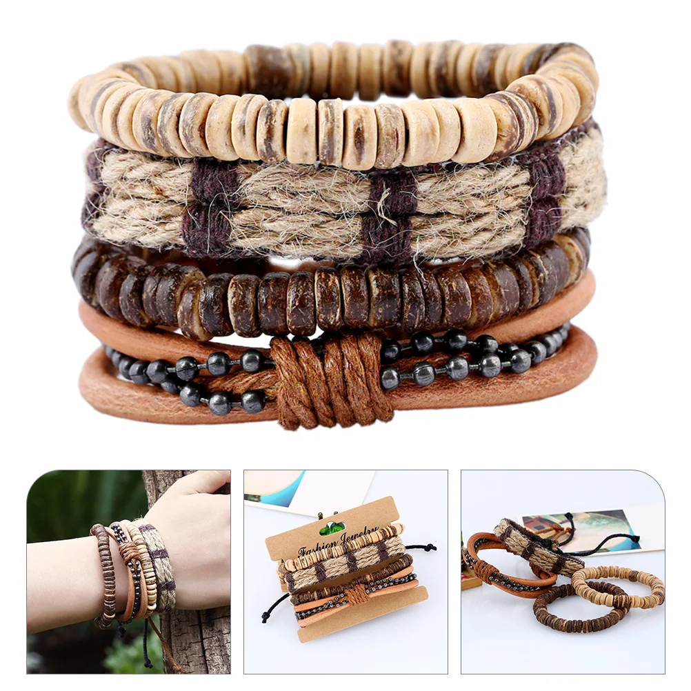 

4pcs Male Bracelets Men Vintage Bracelets Wrist Chains Jewelry Gifts
