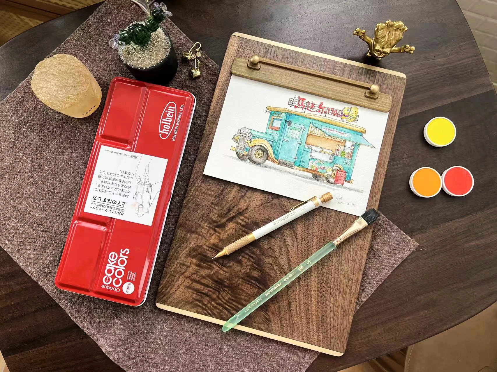 Wooden drawing board Walnut Green sandalwood Stationery Solid wood drawing board, picture clip waterproof  clipboard artist pain