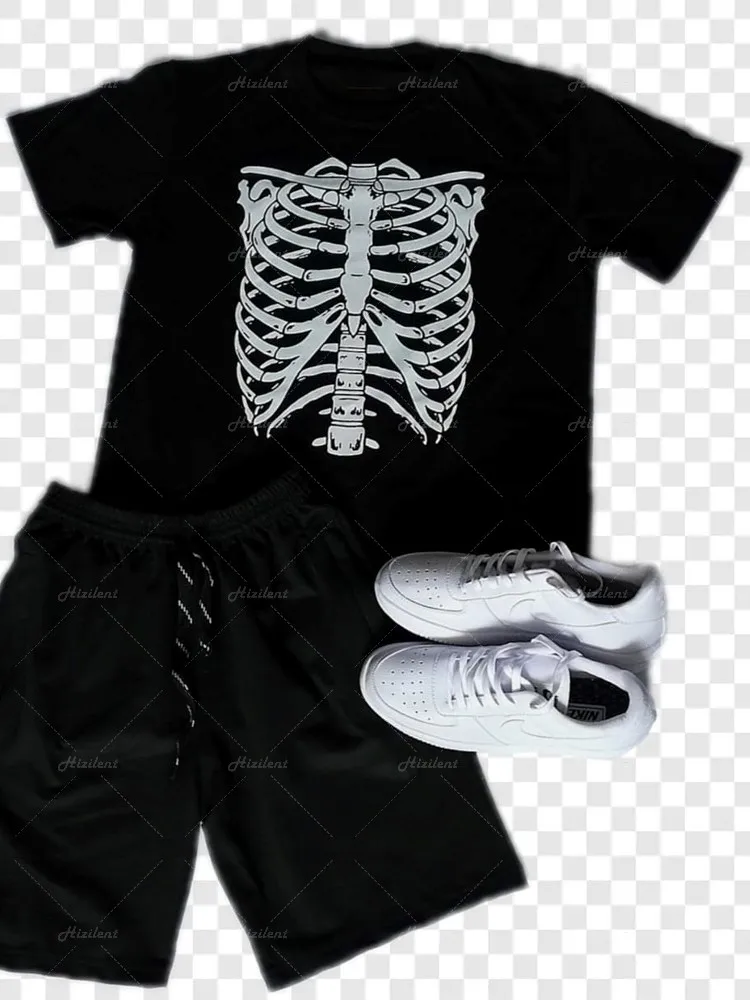 

Hip Hop Printed Tshirt Casual T Shirt Streetwear Tops Y2K Mens T-shirt Summer Harajuku Oversize skeleton graphics Goth Unisex