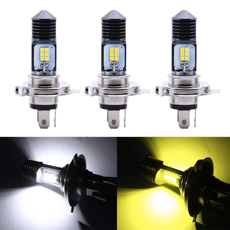 

H4 BA20D P15D LED Motorcycle Headlight Bulbs 6000k Hi/lo Beam 3030 12SMD Moto LED Scooter ATV Accessories Fog Lamp Yellow White