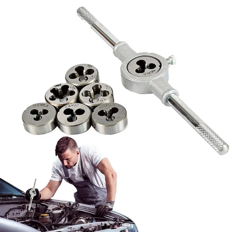 

Метрический кран и штамп 8 шт. винтовой штамп и регулируемый держатель гаечного ключа трещотный кран и штамп набор для дома DIY гаража и