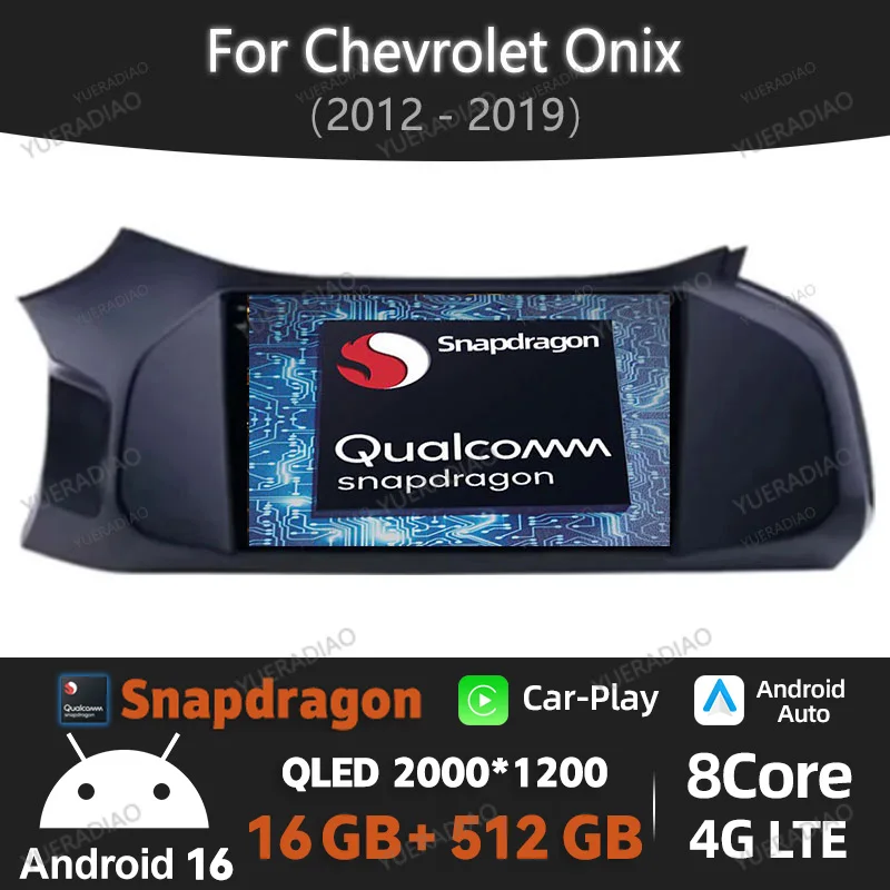 Фото Автомагнитола Android 16 для Chevrolet Onix 2012-2019, мультимедийный видеоплеер, головное устройство Qualcomm, GPS, NAVI, BT, 4G LTE, 5G, WIFI №1
