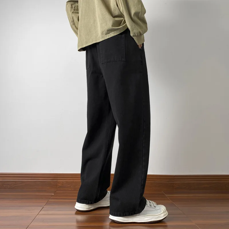 Men's and women's fall straight Jeans Autumn and winter wide leg loose casual Pants Men's Clothing Jeans