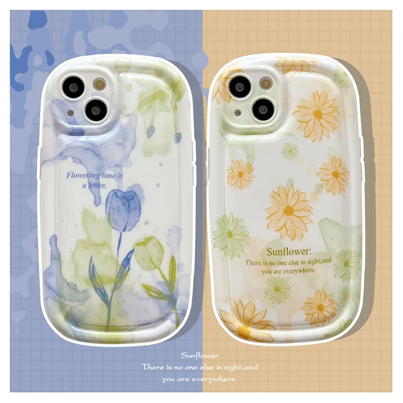 

Fresh Watercolor Tulip Daisy Flowers Phone Case Cover for IPhone 11 12 13 Pro X XR XS Max Shockproof Case for IPhone 13 Cases
