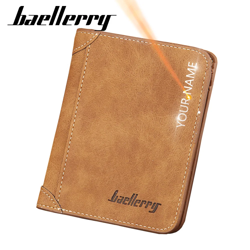 

Baellerry мужские кошельки короткое имя карточка с гравировкой держатель Короткий Мужской кошелек модный Высококачественный PU кожаный бумажни...