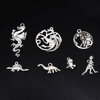vintage mixed silver plated cretaceous dinosaur metal pendants diy charms for bracelet earrings jewelry crafts making p2700