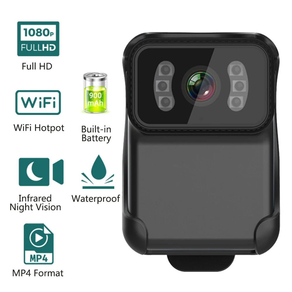 1080P HD портативная полицейская Экшн-камера CS02 IP67 водонепроницаемая Спортивная камера DV Wi-Fi Портативная мини-камера с ночным видением