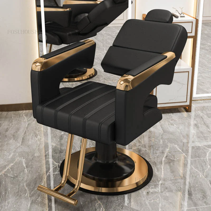 

Durable Hair Salon Barber Chairs European Style Apartment Hairdressing Chair Dressing Room Back Armchair Beauty Salon Recliner H