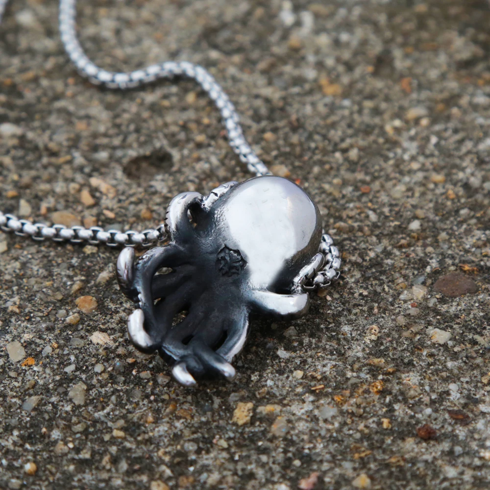 Punk Hip Hop Cthulhu Octopus Pendant Necklace Stainless Steel Men Fashion Street Rock Animal Chain Jewelry | Украшения и