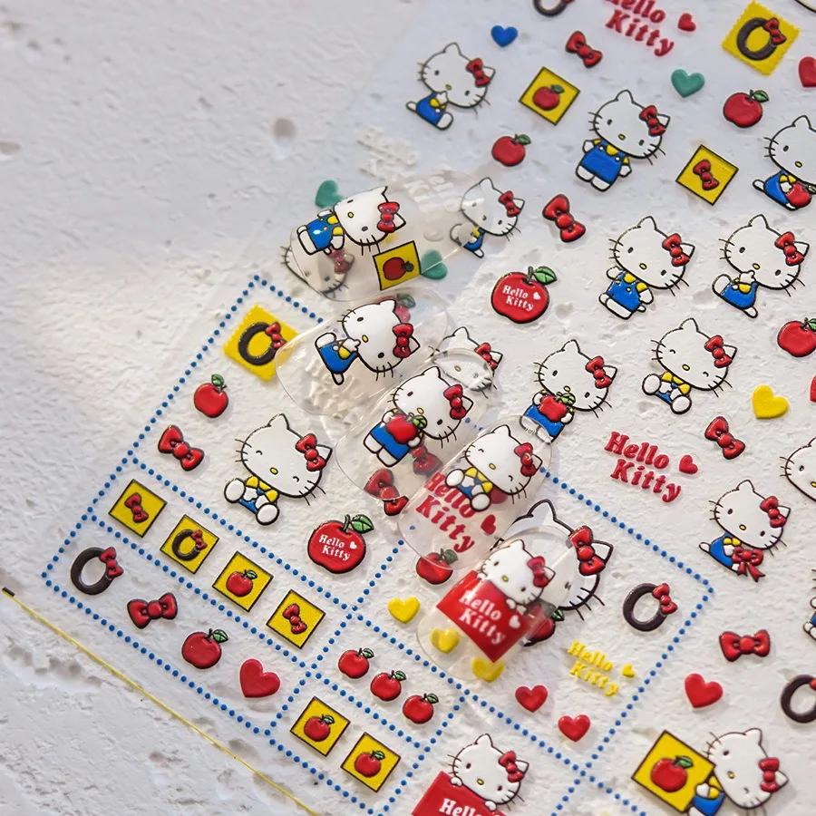 1 шт. Sanrio милые наклейки для дизайна ногтей Hello Kitty 5D с тиснением новые персонажем