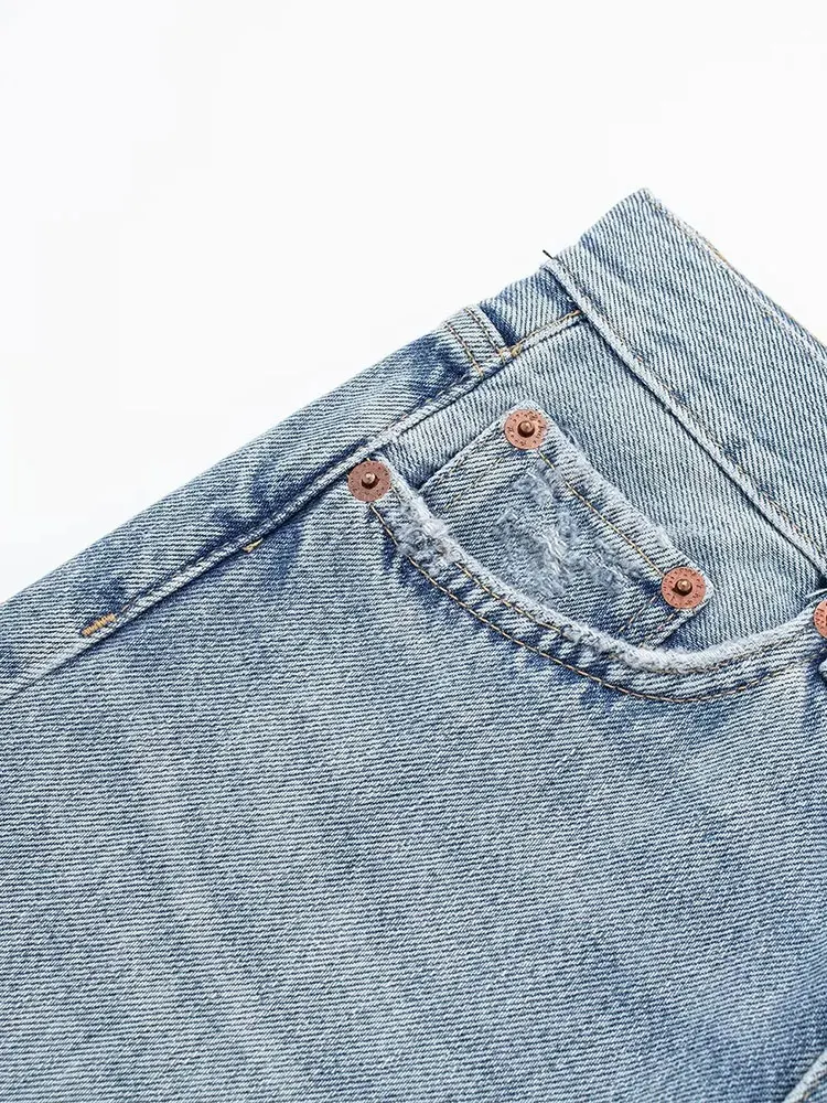 Nlzgmsj TRAF 2023 Women Spring Denim Shorts Casual Solid Buttons Pockets High Waist Female Elegant Street Shorts Clothing