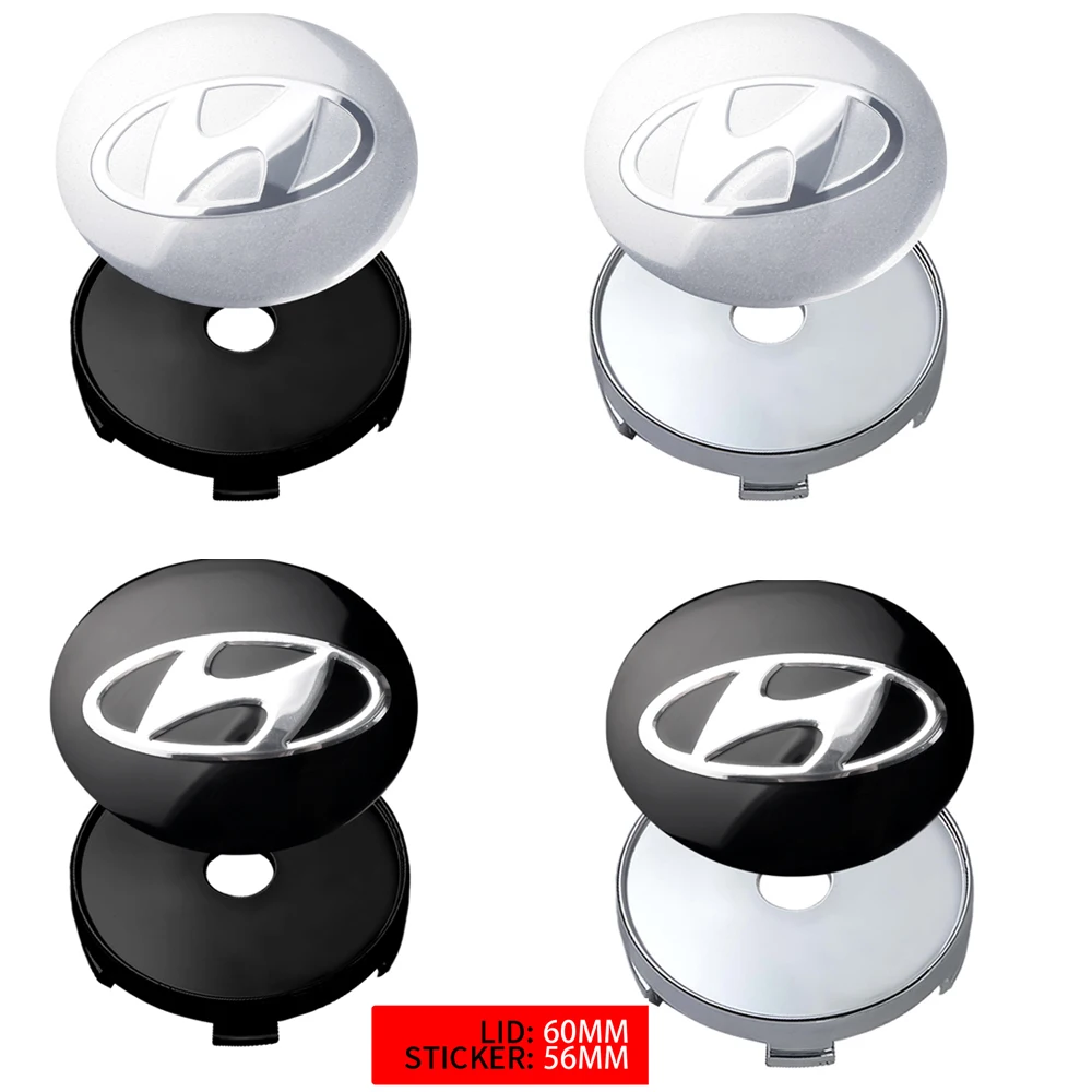 4PCS 56/60MM Car Wheel Center Cap Hub Covers Badge Hubcap Stickers For Hyundai I10 I20 I30 I40 IX20 IX35 Tucson Auto Accessories