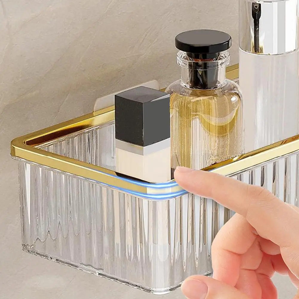 

Transparent Bathroom Shelves Without Drilling Makeup Shelf Corner Bathroom Organizer Household Storage Storage Holder Shamp M7X5