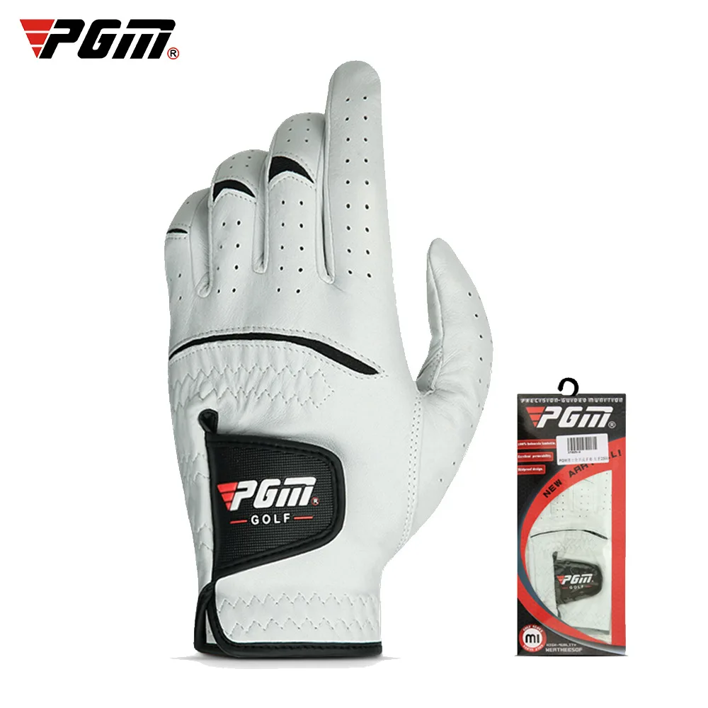 

PGM Men Golf Gloves Kid White Cape Genuine Leather Sport Hand Glove Wear Breathable Skid-proof Single Left Right Handed ST025