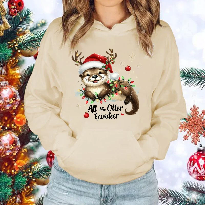 New Christmas All The Otter Reindeer Printed Hoodie For Women Men Fashion Autumn Winter Sunisex Creative Personalized Pullover