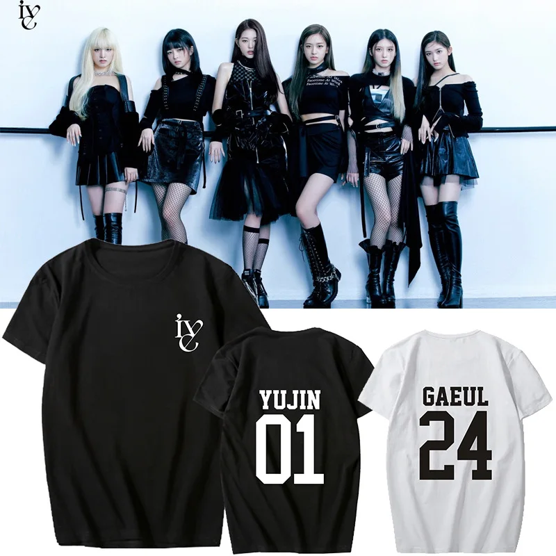 

KPOP IVE T-Shirt Yujin Gaeul Wonyoung LIZ Rei Leeseo TShirt Fans Clothes Summer Tee Short Sleeves Unisex Cotton